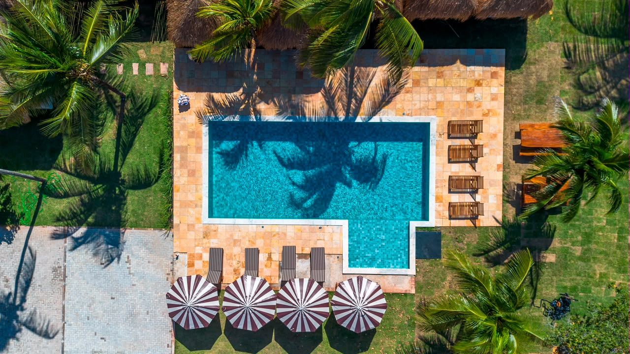Vista aérea de la piscina